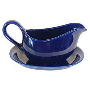 Vintage Cobalt Blue Gravy Boat and Saucer By Mervyn's Japan Two Piece Set